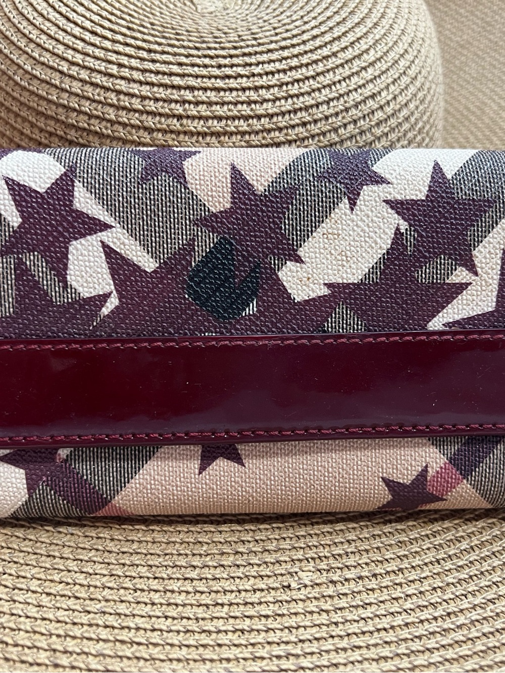 Burberry PVC Plaid Print Continental Wallet - Burgundy